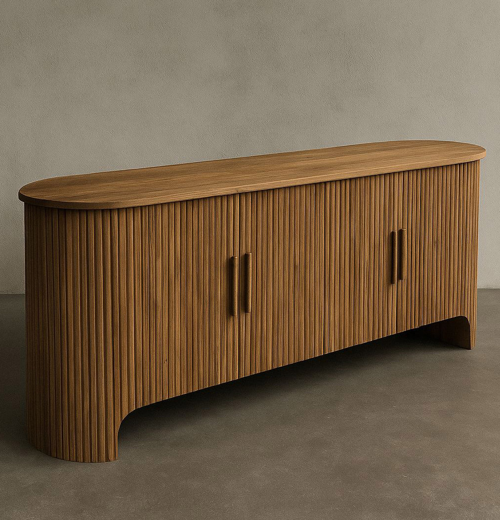 Sideboard aus Massivholz in Lamellenoptik