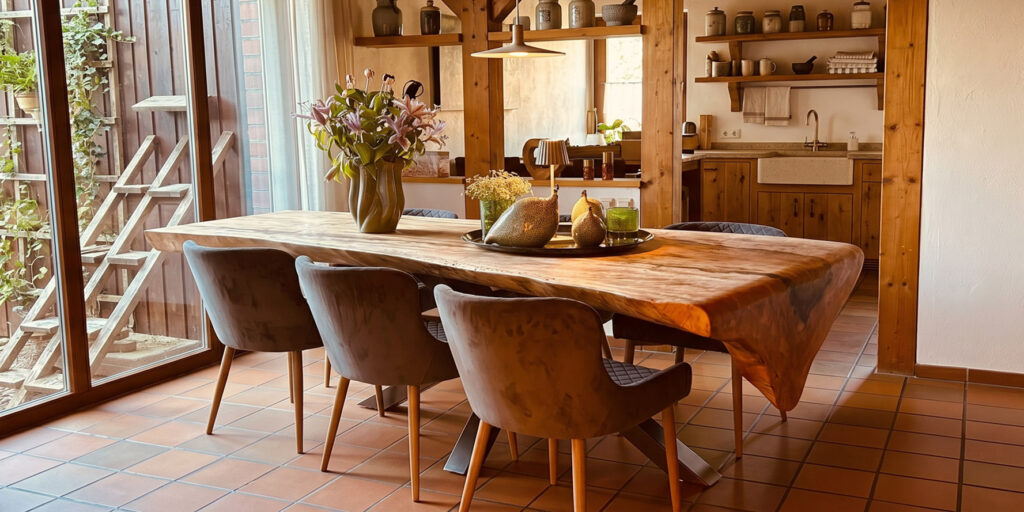 Esstisch aus einem Stück in Esszimmer
